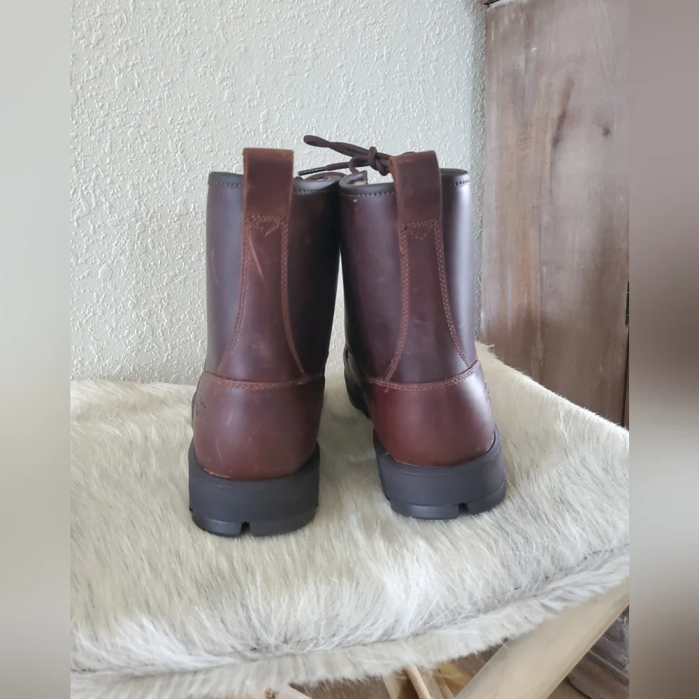 UGG Men's Kirkson Chestnut Leather Lace Up Winter Boots 1120992 Size 12